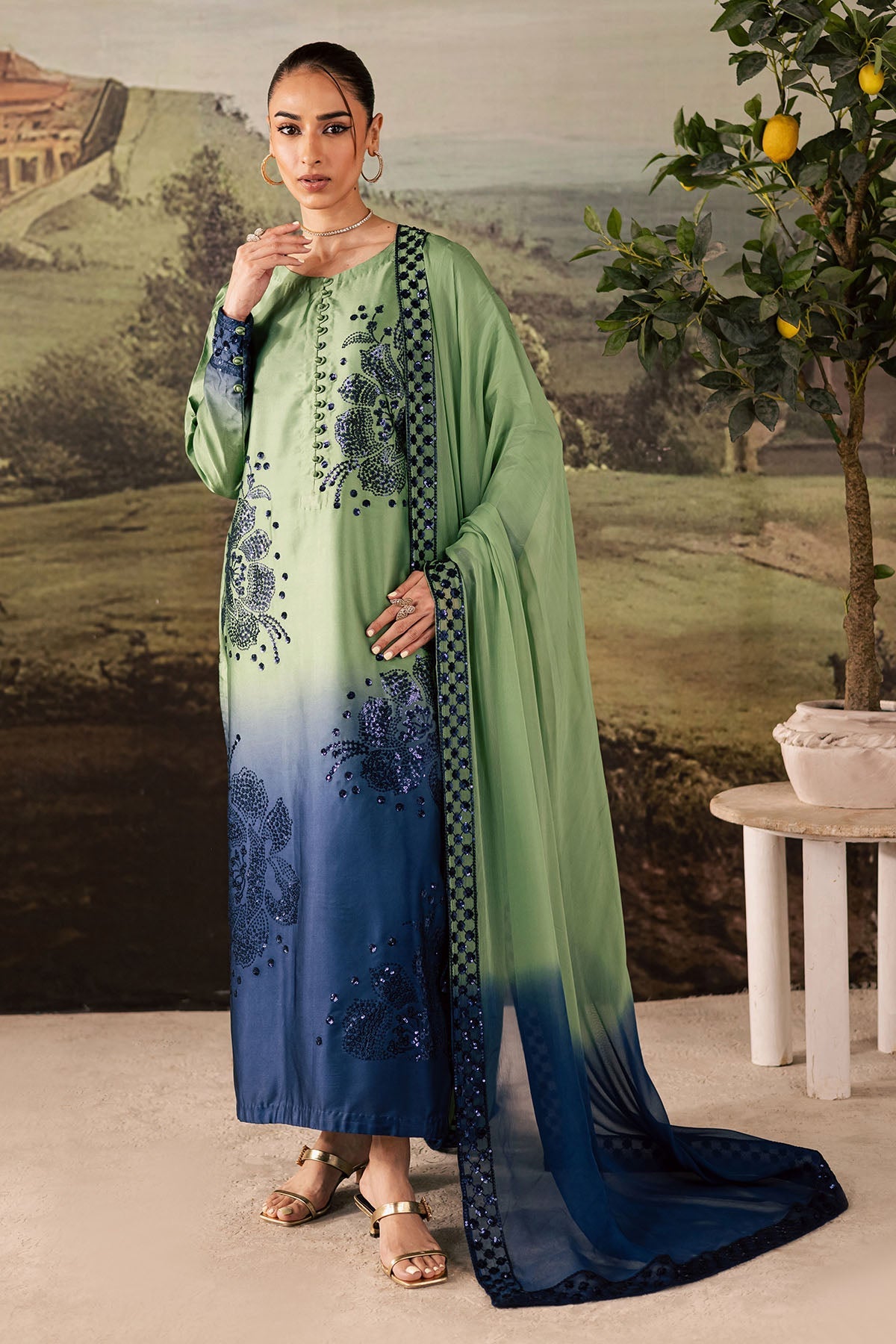 Nureh | Shades of Winter | NP-677 - Casual Dress - available at Maria Faisal in UK and USA.