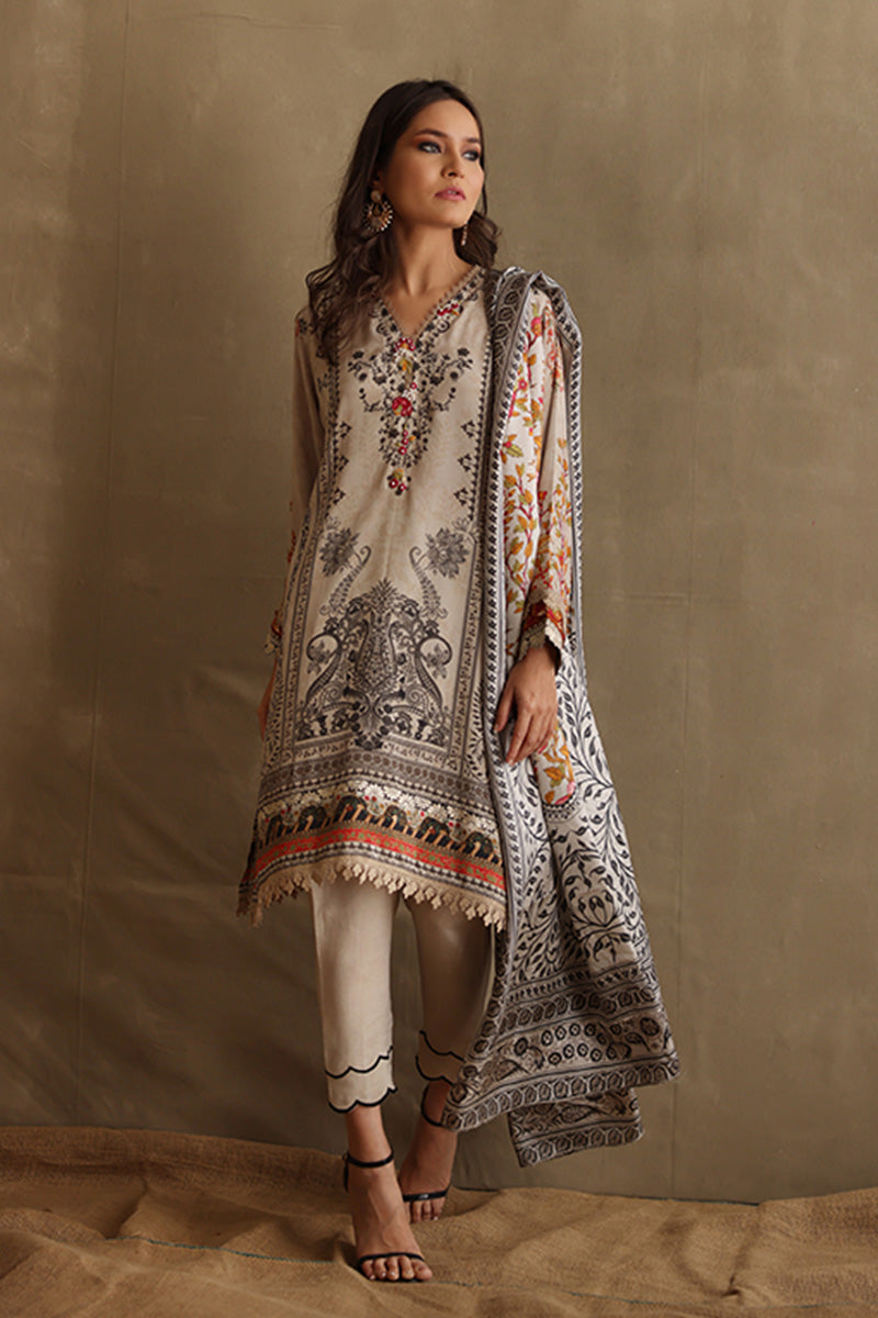 Mina Hasan | Signature Pret | Monochrome In Spring - Luxury Dress - available at Maria Faisal in UK and USA.