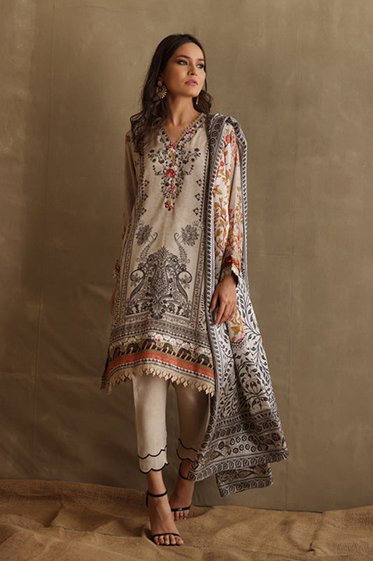 Mina Hasan | Signature Pret | Monochrome In Spring - Luxury Dress - available at Maria Faisal in UK and USA.