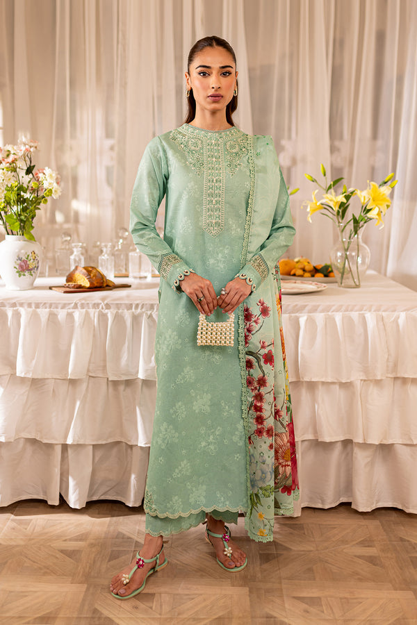 Farasha | Seraya Lawn 24 | SAGE - Designer Dress with Intricate embroidery and embellishments. Shop elegent wedding dress at Maria Faisal.