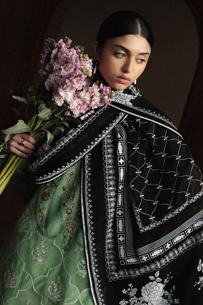  Model Wearing Pistachio Pima Lawn Long Shirt -  Zara Shahjahan | Satori 2026 | Midoriya-D6 - Ladies Clothes - Maria Faisal