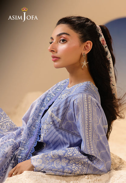 Asim Jofa | Summer Rhapsody | AJUBU-13 Printed Embroidered Lawn - Ladies Clothes - Maria Faisal