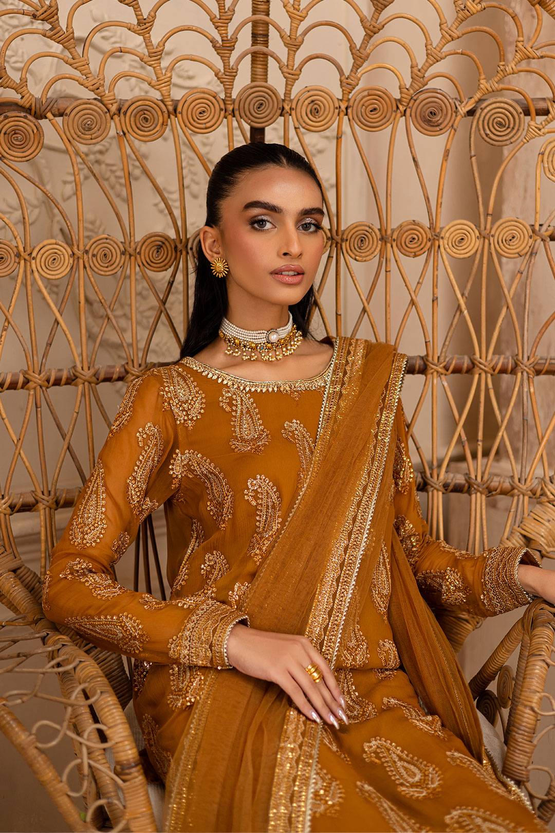 Batik | Zahay Festive Pret | Paisley Mustard by Maria Faisal - Registered Vendor of : Batik - type : Ladies Clothes - 100% original wedding dresses