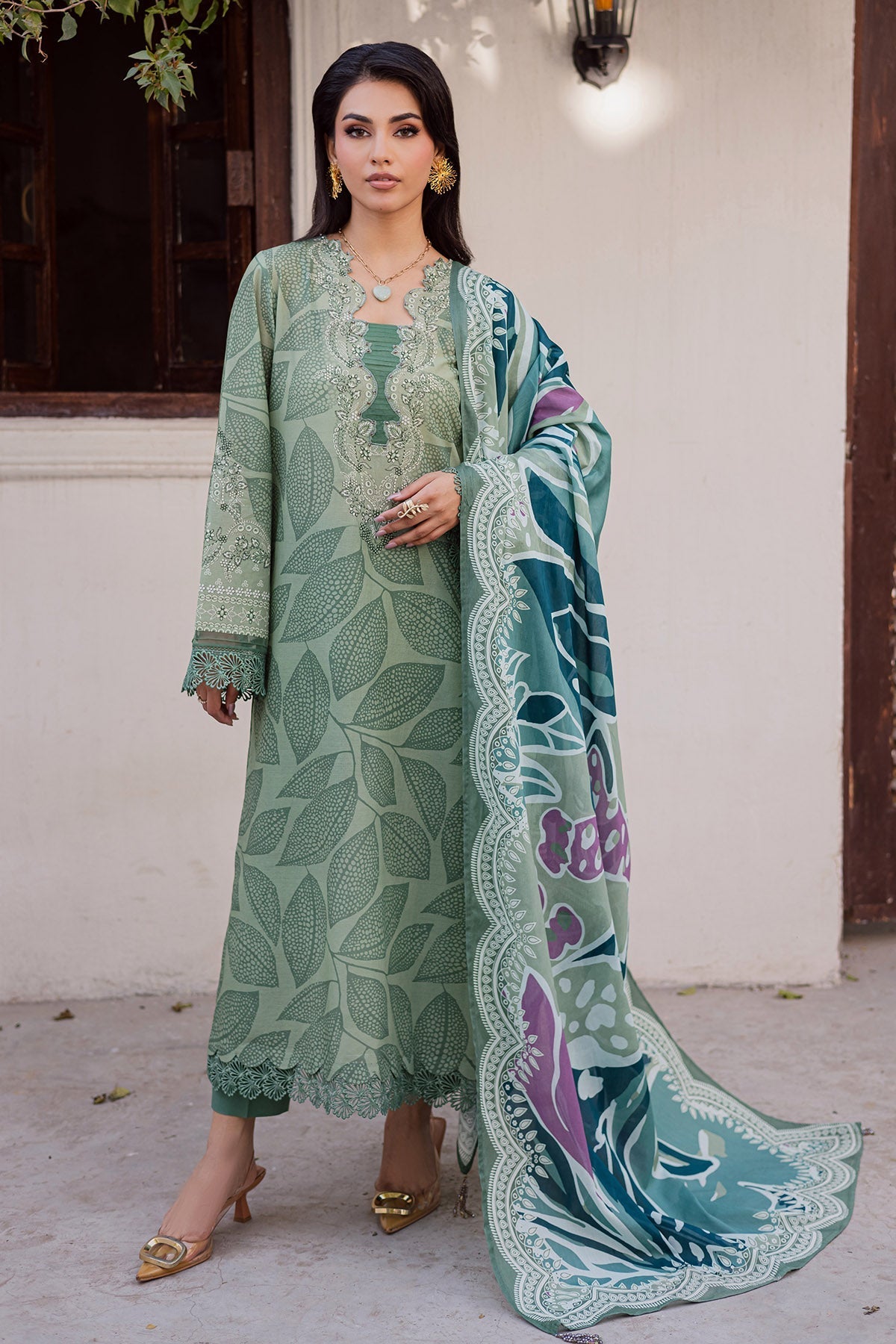 Nureh | Rania Prints | NR-02 - Casual Dress - available at Maria Faisal in UK and USA.