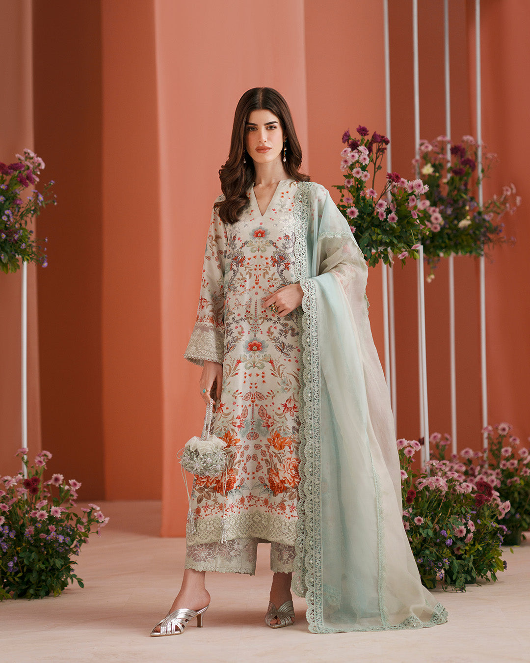 Faiza Saqlain | Roim Silk Edit | Tayma - Luxury Dress - available at Maria Faisal in UK and USA.
