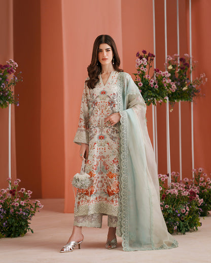 Faiza Saqlain | Roim Silk Edit | Tayma - Luxury Dress - available at Maria Faisal in UK and USA.