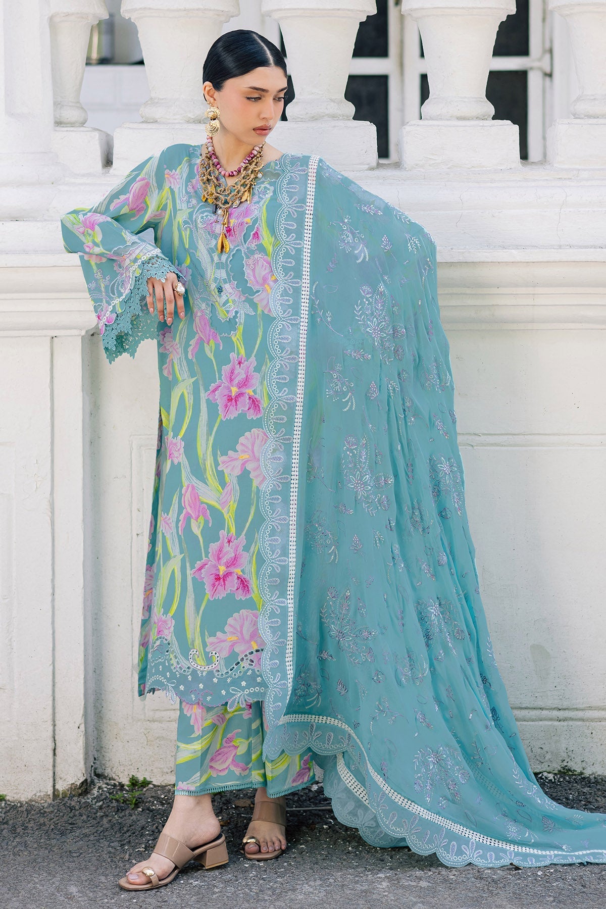 Nureh | Maya Lawn | NS-167 - Luxury Dress - available at Maria Faisal in UK and USA.