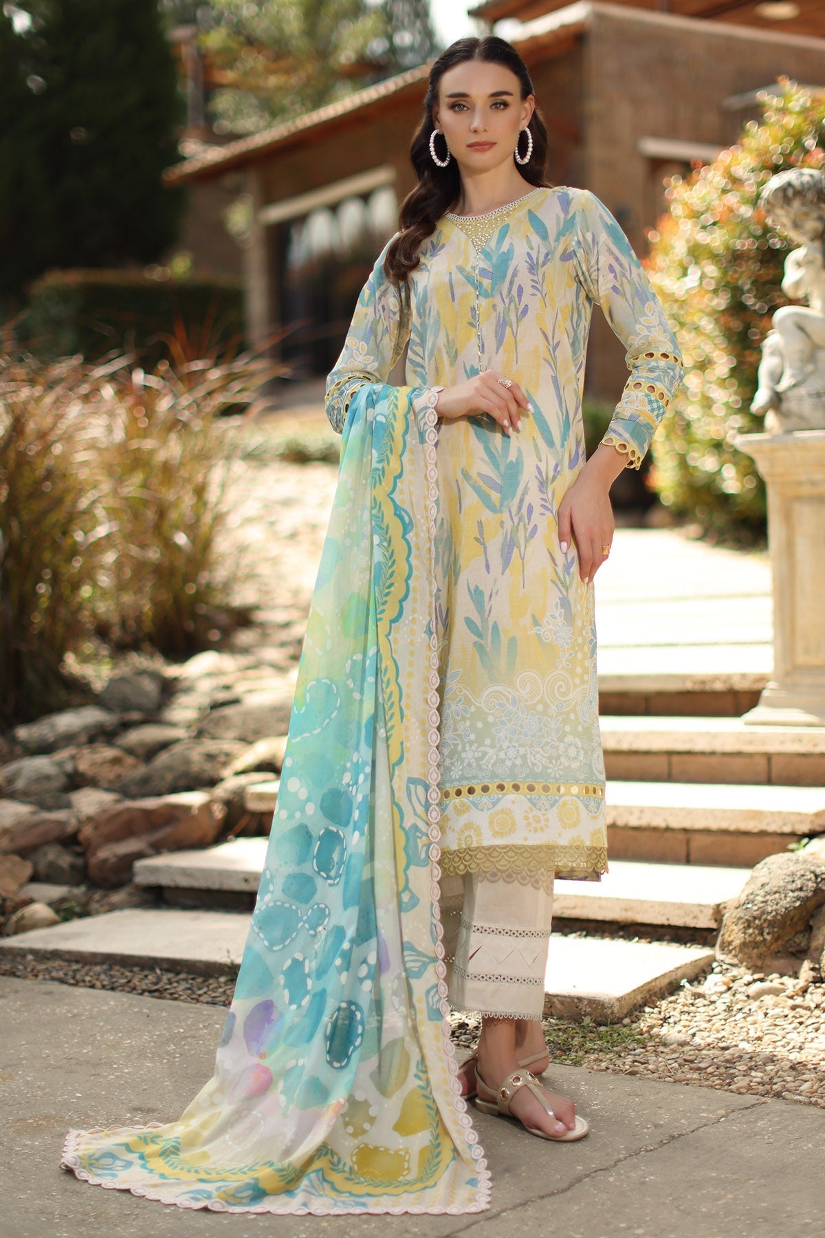 Nureh | Signature Prints 26 | SP-206 - Luxury Dress - available at Maria Faisal in UK and USA.