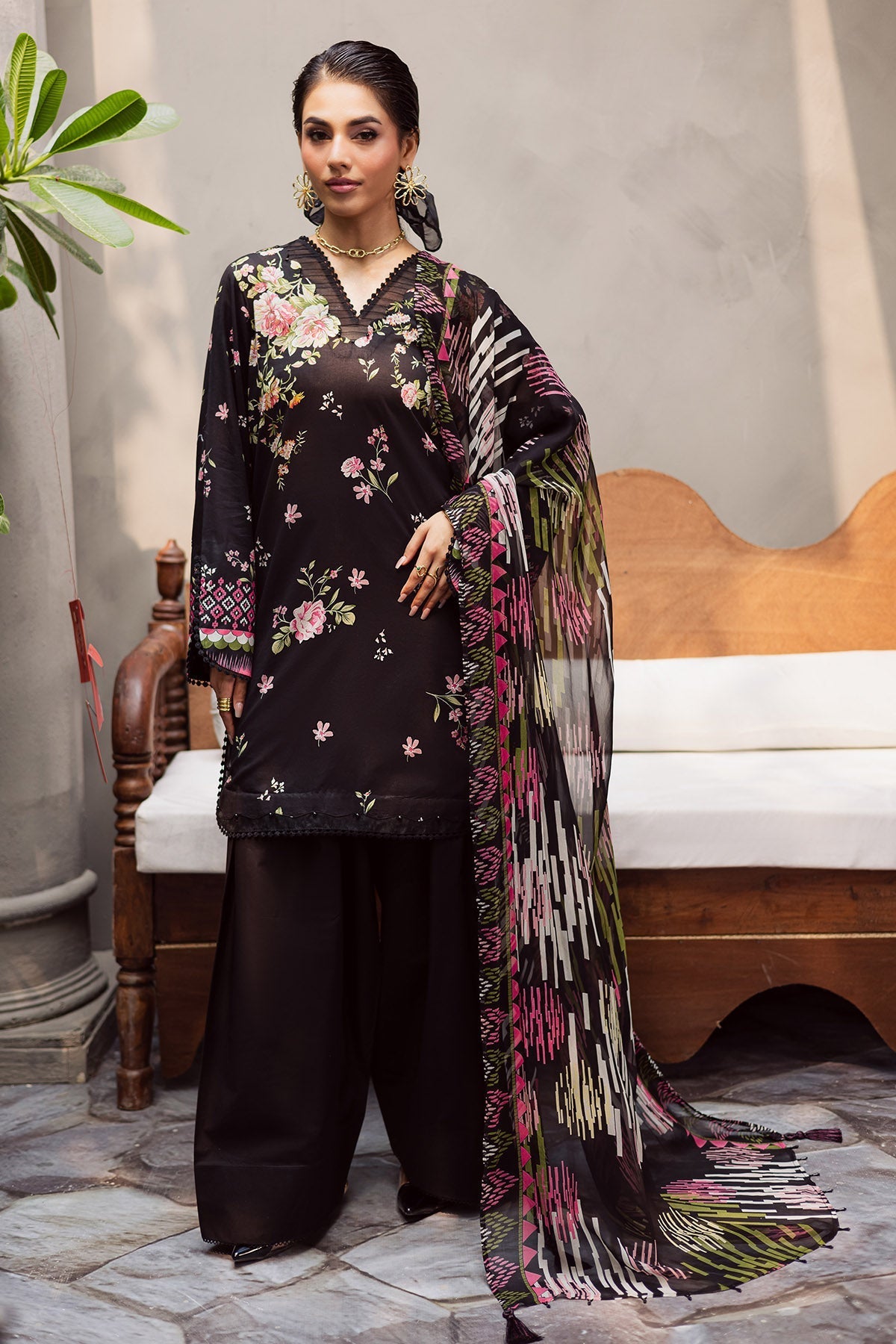 Nureh | Signature Prints 26 | SP-162 - Luxury Dress - available at Maria Faisal in UK and USA.