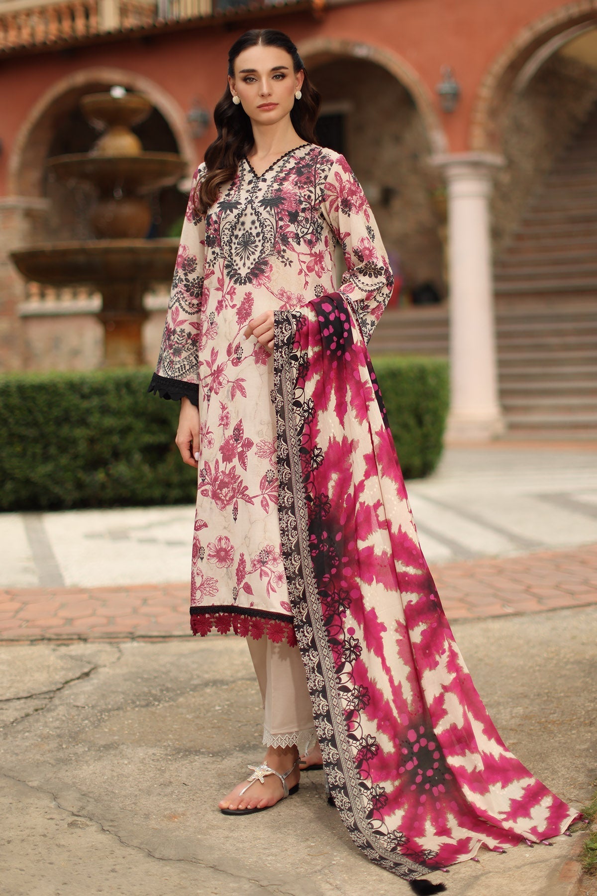 Nureh | Signature Prints 26 | SP-205 - Luxury Dress - available at Maria Faisal in UK and USA.