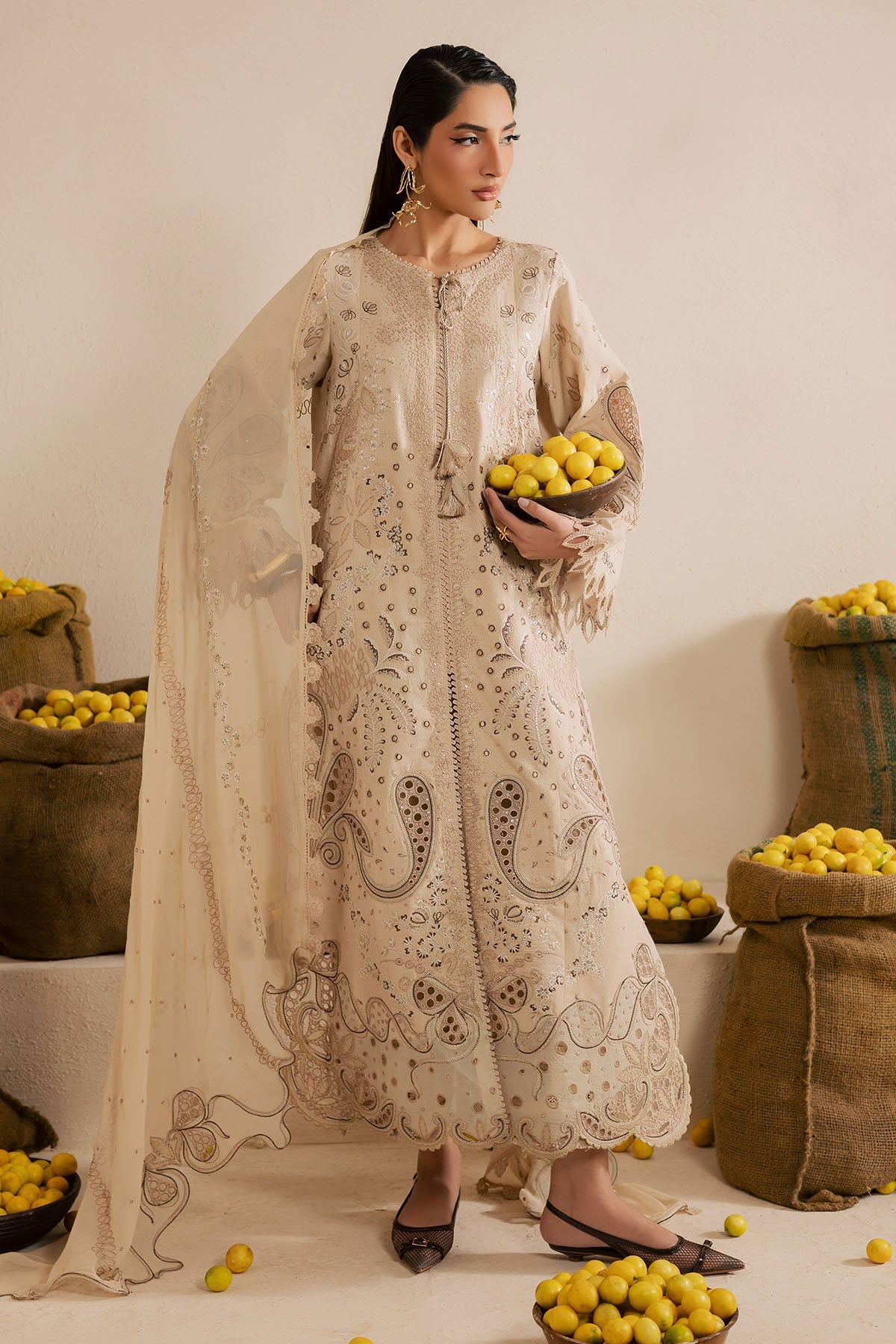 Nureh | Karandi Collection | NE-218 - Luxury Dress - available at Maria Faisal in UK and USA.