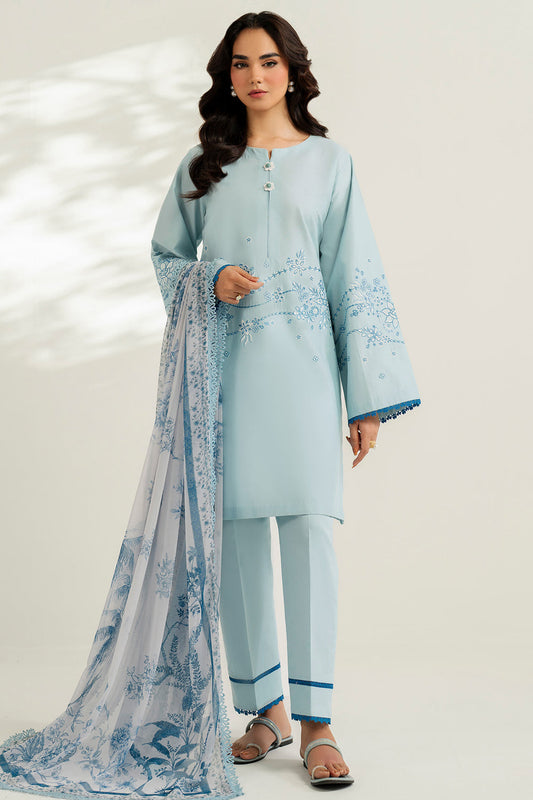 Farasha | Thread Lines Embroidered | Ash Mist - Ladies Clothes - Maria Faisal