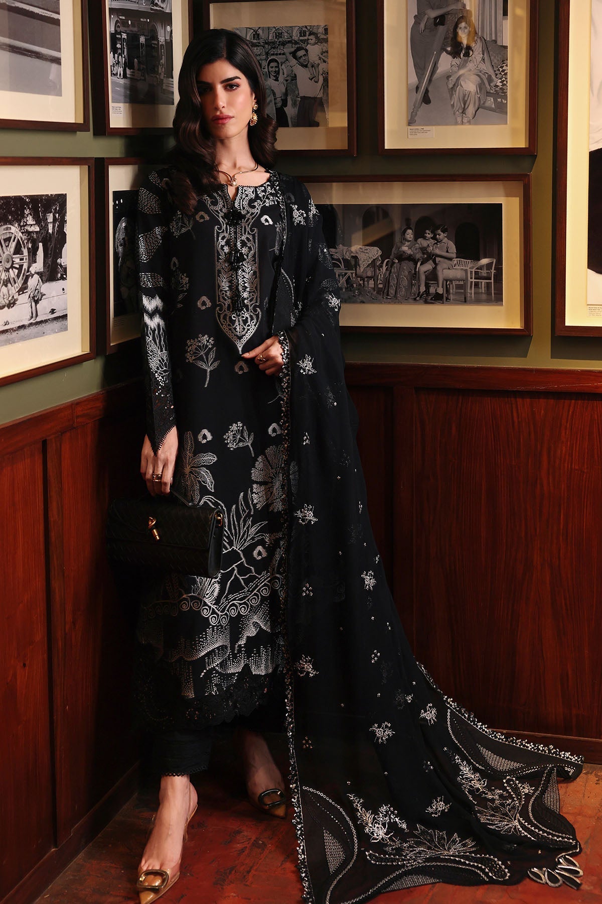 Nureh | Exclusive Jacquard | NE-227 - Luxury Dress - available at Maria Faisal in UK and USA.