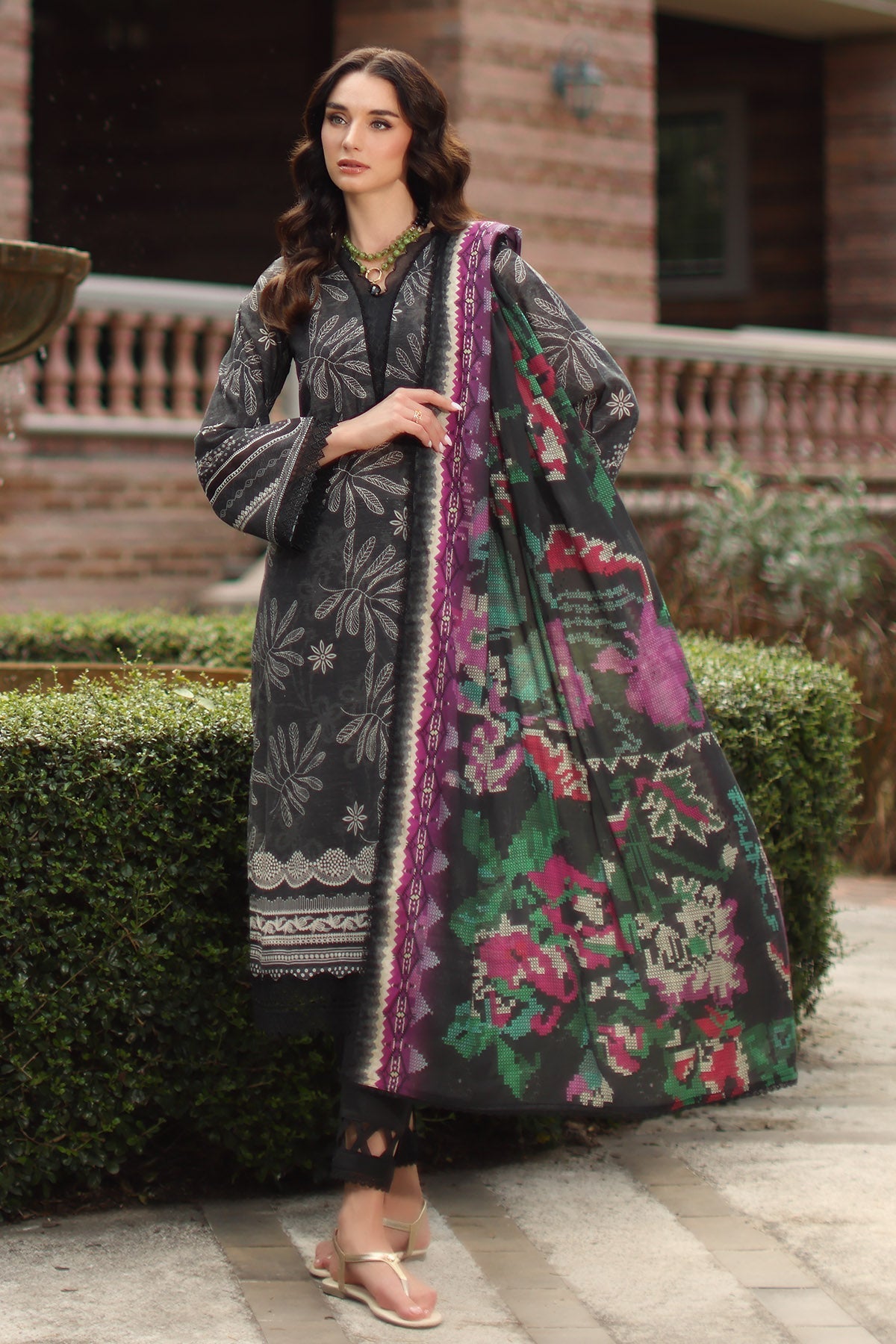 Nureh | Signature Prints 26 | SP-204 - Luxury Dress - available at Maria Faisal in UK and USA.