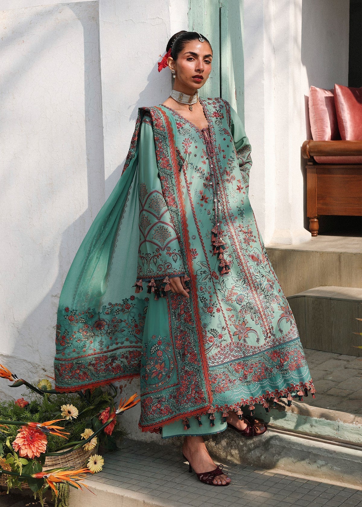 Hussain Rehar | Kalabagh Luxury Lawn 26 | Verdant - Luxury Dress - available at Maria Faisal in UK and USA.