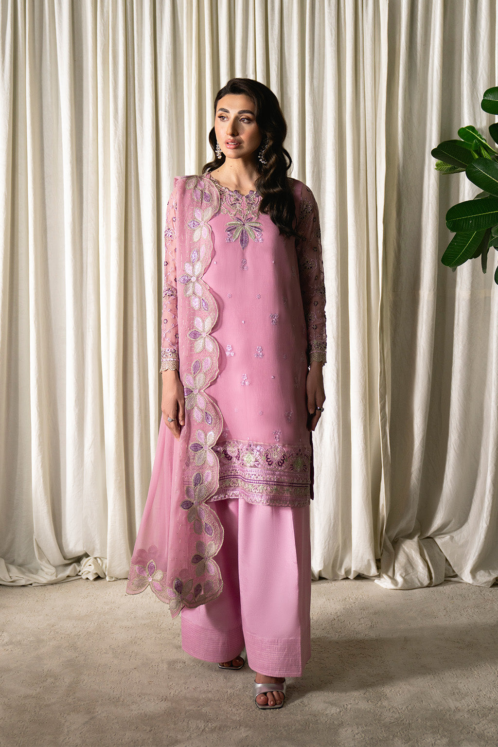 Neeshay | Ready to Wear Chiffon | RTW-CHFN-01 LILAC - Ladies Clothes - Maria Faisal