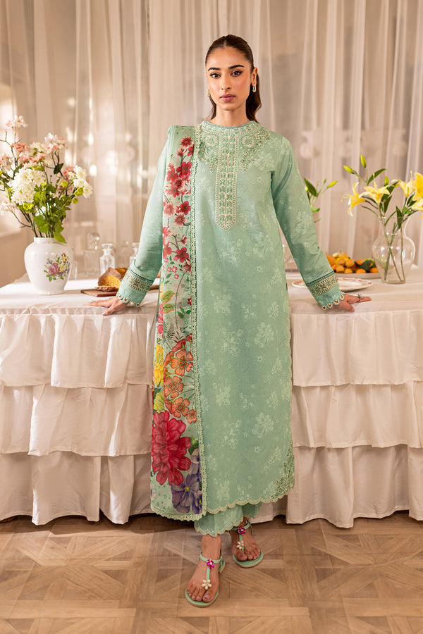 Farasha | Seraya Lawn 24 | SAGE - Designer Dress with Intricate embroidery and embellishments. Shop elegent wedding dress at Maria Faisal.