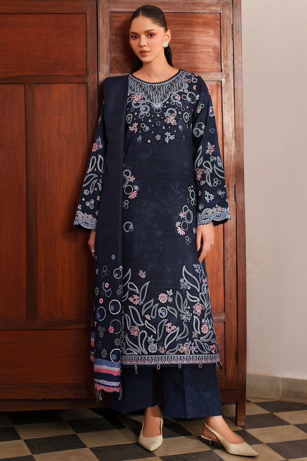 Farasha | Meline Premium Viscose 25 | Night Oak - Luxury Dress - available at Maria Faisal in UK and USA.