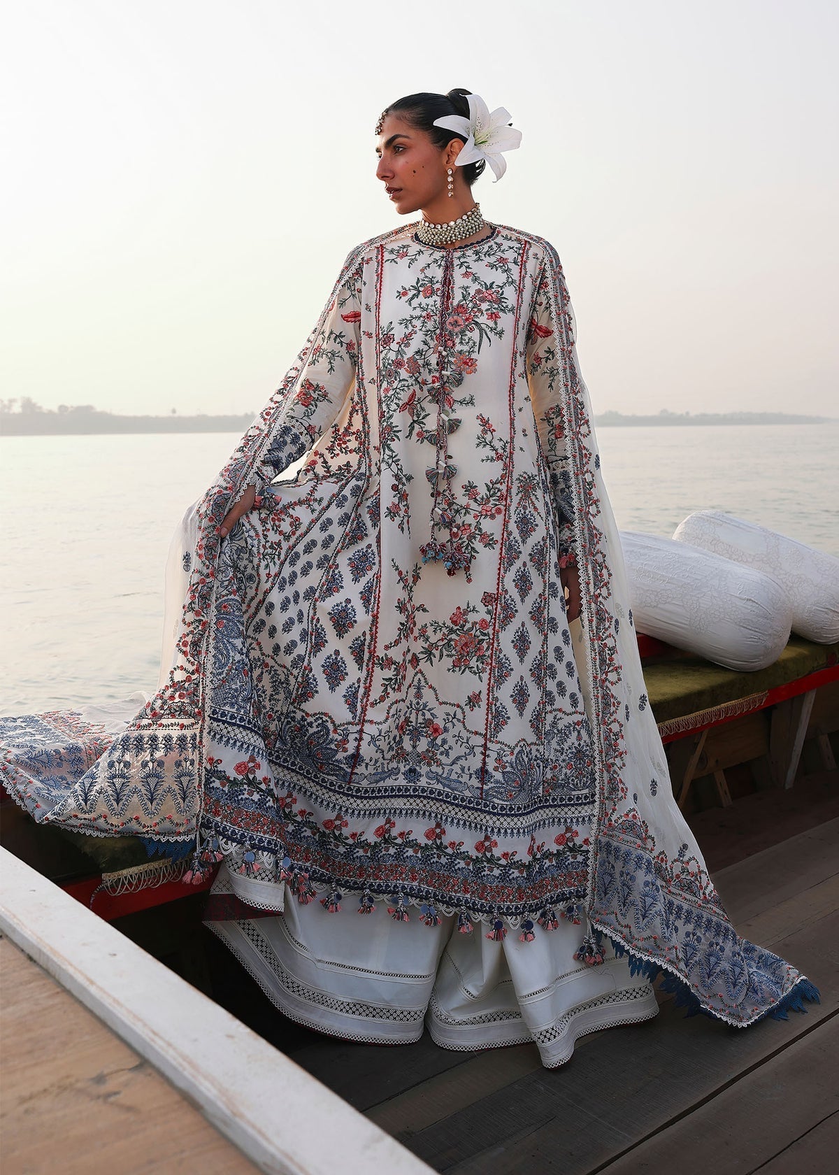 Hussain Rehar | Kalabagh Luxury Lawn 26 | Yuki - Luxury Dress - available at Maria Faisal in UK and USA.