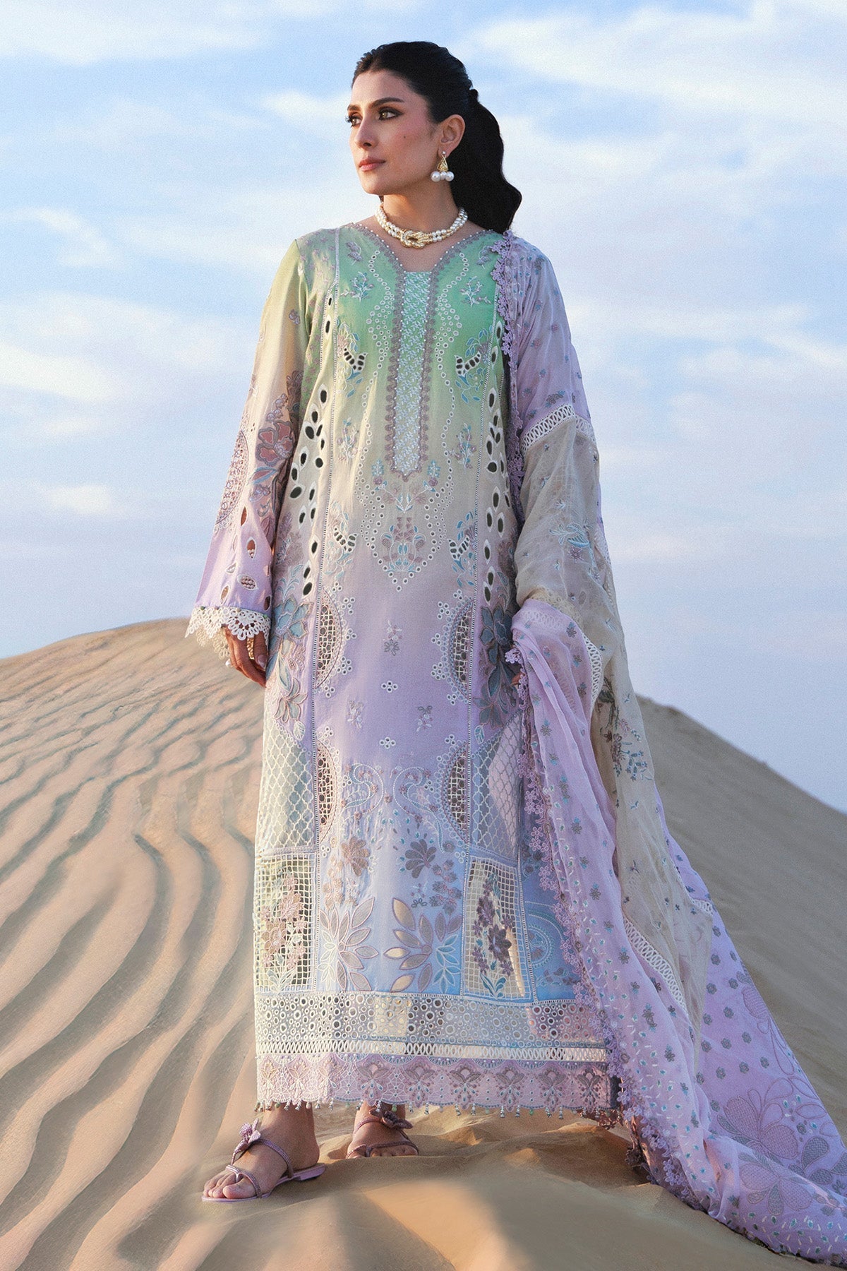 Nureh | Aman Luxe | Emelfie NE-228 - Luxury Dress - available at Maria Faisal in UK and USA.