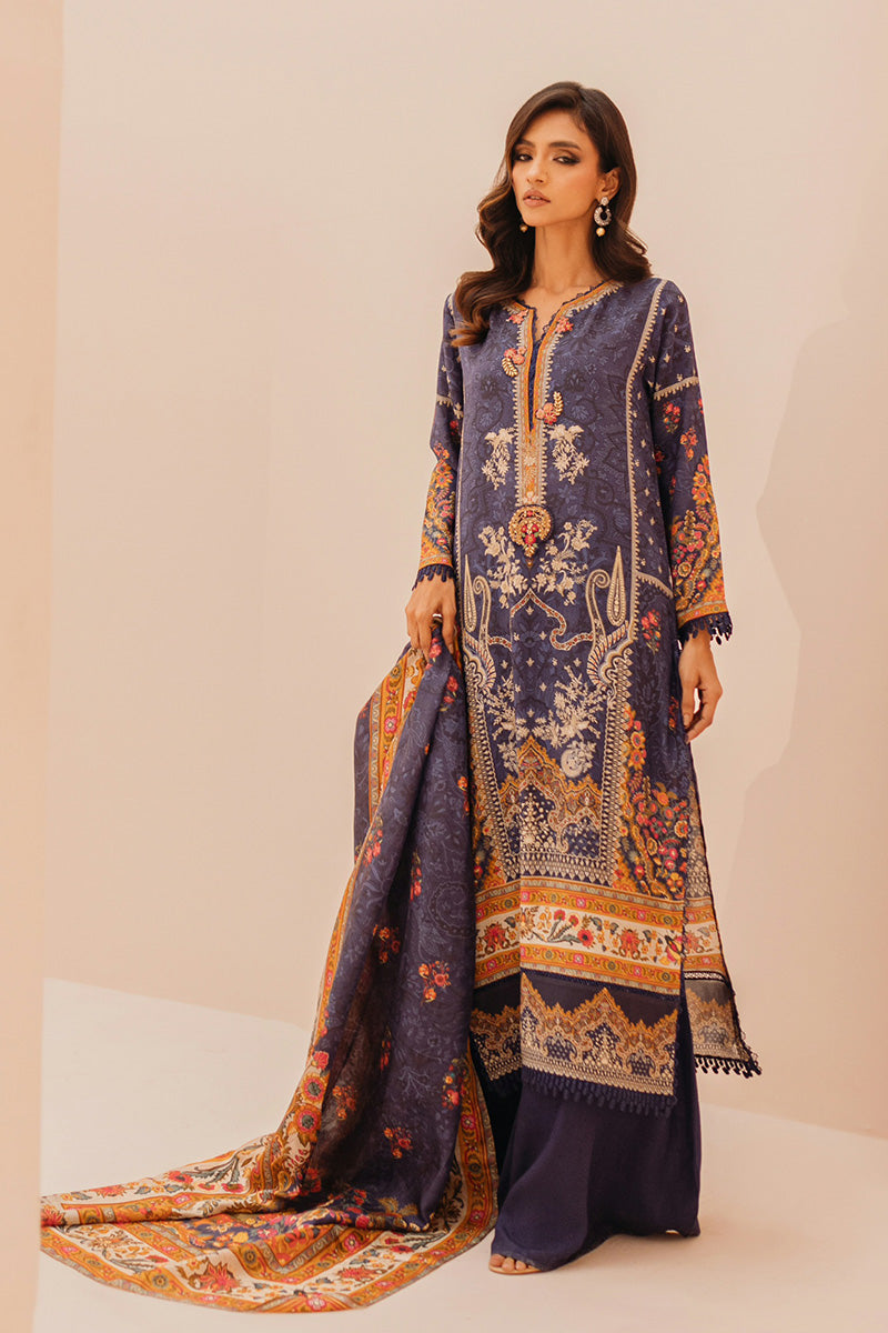 Mina Hasan | Signature Pret | Navy Garden - Luxury Dress - available at Maria Faisal in UK and USA.