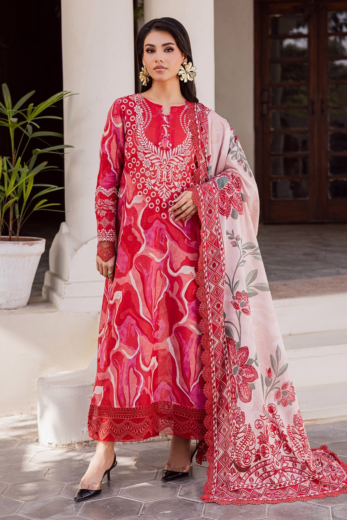 Nureh | Rania Prints | NR-06 - Casual Dress - available at Maria Faisal in UK and USA.