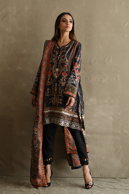 Mina Hasan | Signature Pret | Baroque In Black - Luxury Dress - available at Maria Faisal in UK and USA.