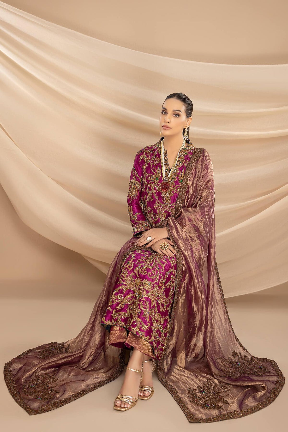 Nilofer Shahid | Shama e Mehfil | Wisaal e Yaar - Bridal Dress - available at Maria Faisal in UK and USA.