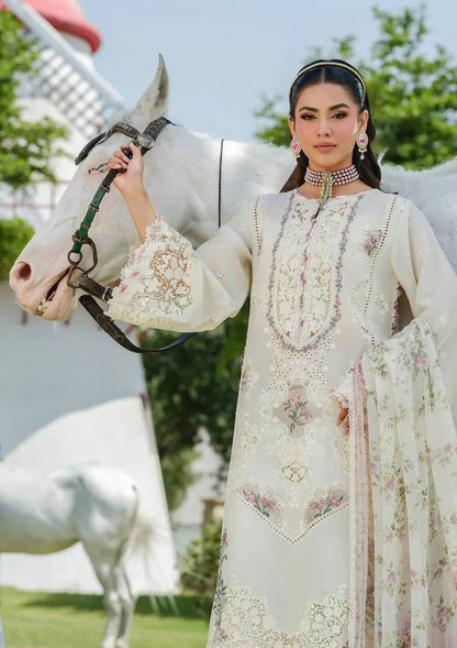 Elaf Premium | Luxury Lawn 25 | ELH-7A WHITE EMPRESS by Maria Faisal - Registered Vendor of : Elaf Premium - type : Ladies Clothes - 100% original wedding dresses