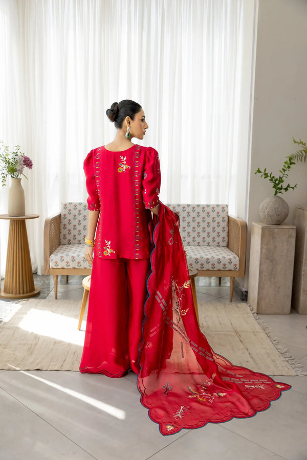 Wahaj M Khan | Sanam Luxe | Cherry Rouge Sanam - Luxury Dress - available at Maria Faisal in UK and USA.