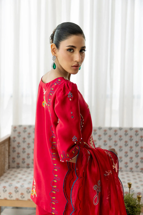 Wahaj M Khan | Sanam Luxe | Cherry Rouge Sanam - Luxury Dress - available at Maria Faisal in UK and USA.