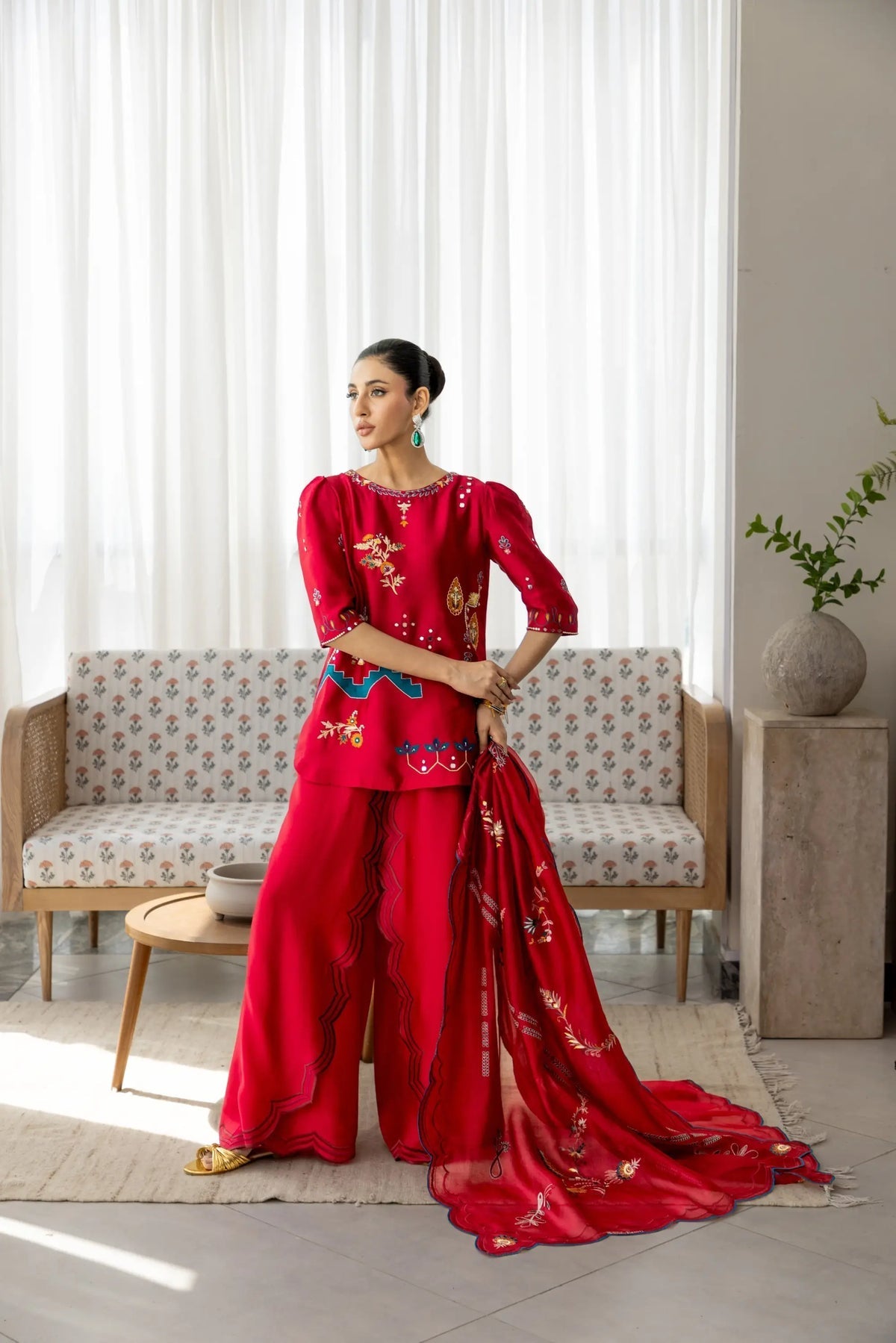 Wahaj M Khan | Sanam Luxe | Cherry Rouge Sanam - Luxury Dress - available at Maria Faisal in UK and USA.