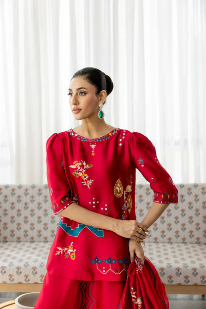 Wahaj M Khan | Sanam Luxe | Cherry Rouge Sanam - Luxury Dress - available at Maria Faisal in UK and USA.