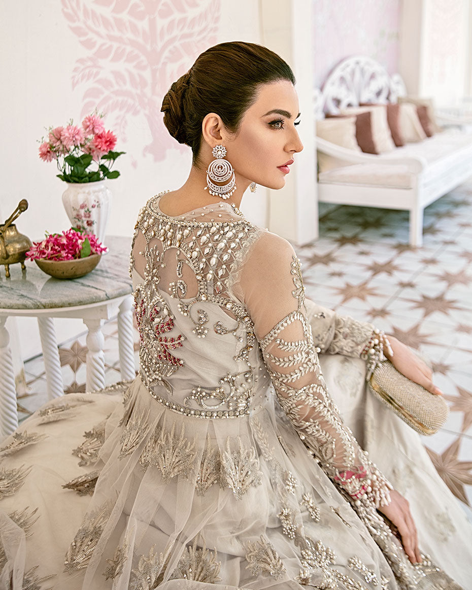 Gulaal | Wedding Formals | Jeune Embroidered Net 3-Piece Suit WS-02 - Designer Dress with Intricate embroidery and embellishments. Shop elegent wedding dress at Maria Faisal.