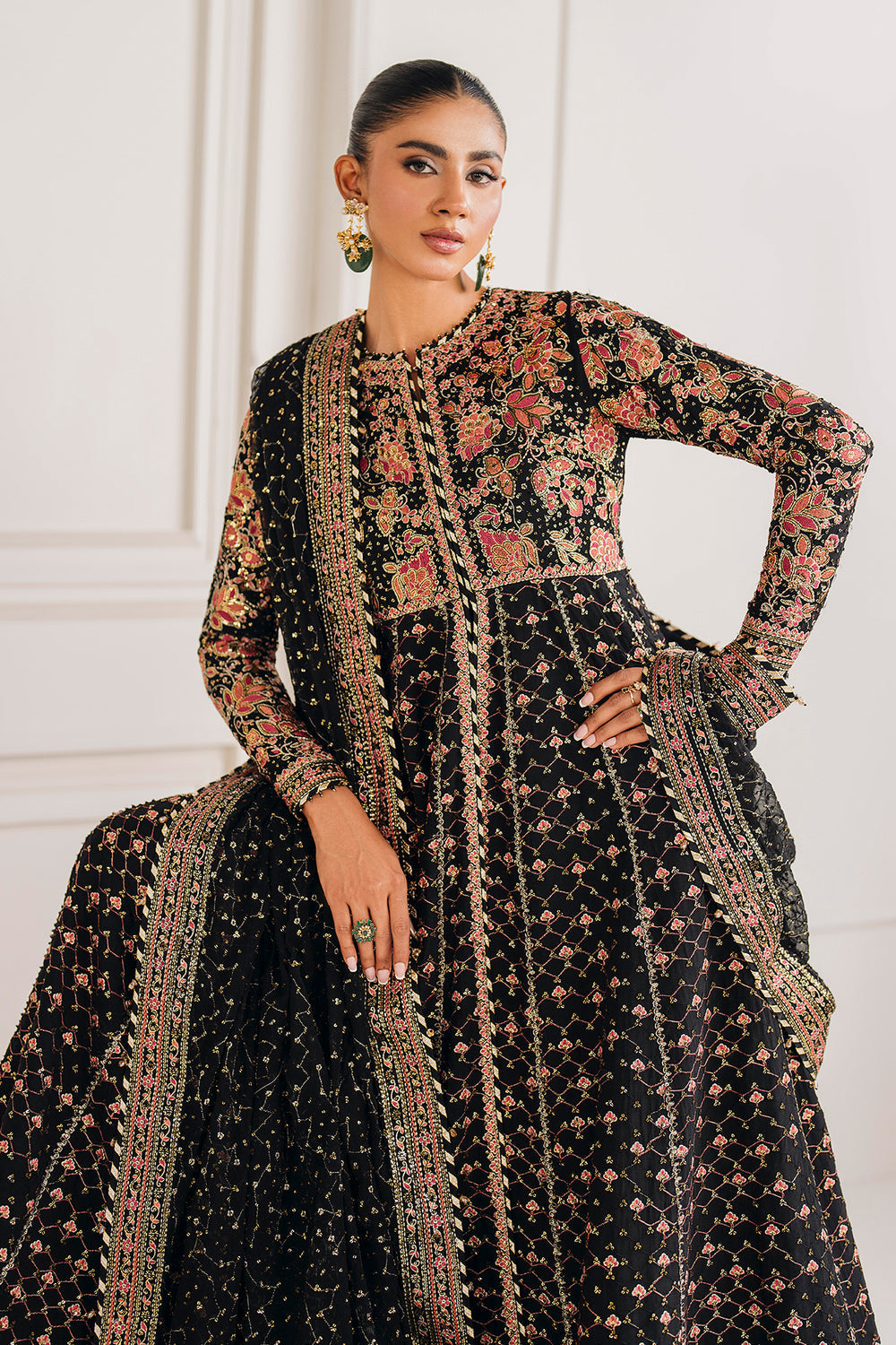 Baroque | Formals Collection | EMBROIDERED CHIFFON UF-4156 - Formal Dress - available at Maria Faisal in UK and USA.