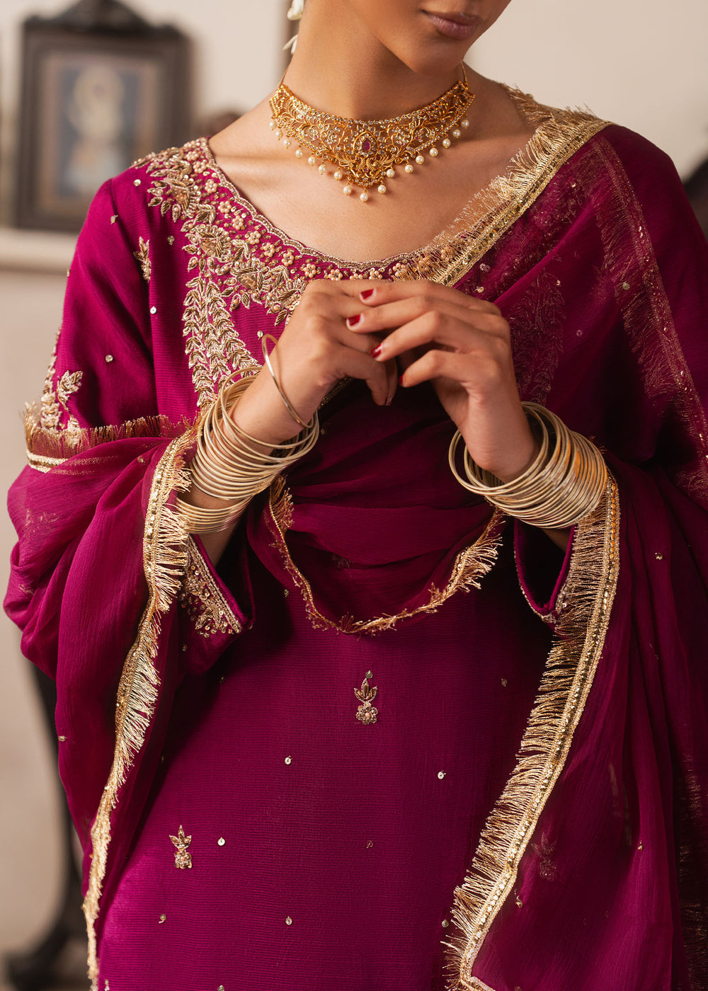 Haseens | Dastakh Pret | Foshina - Dress - available at Maria Faisal in UK and USA.