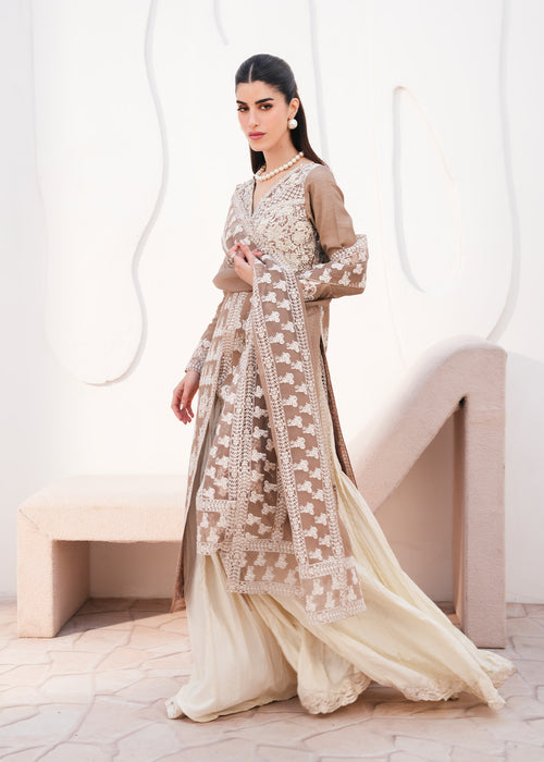 Saira Shakira | Saira Shakira Eid Pret | Latte Luster - Dress - available at Maria Faisal in UK and USA.