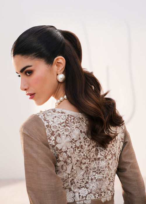 Saira Shakira | Saira Shakira Eid Pret | Latte Luster - Dress - available at Maria Faisal in UK and USA.