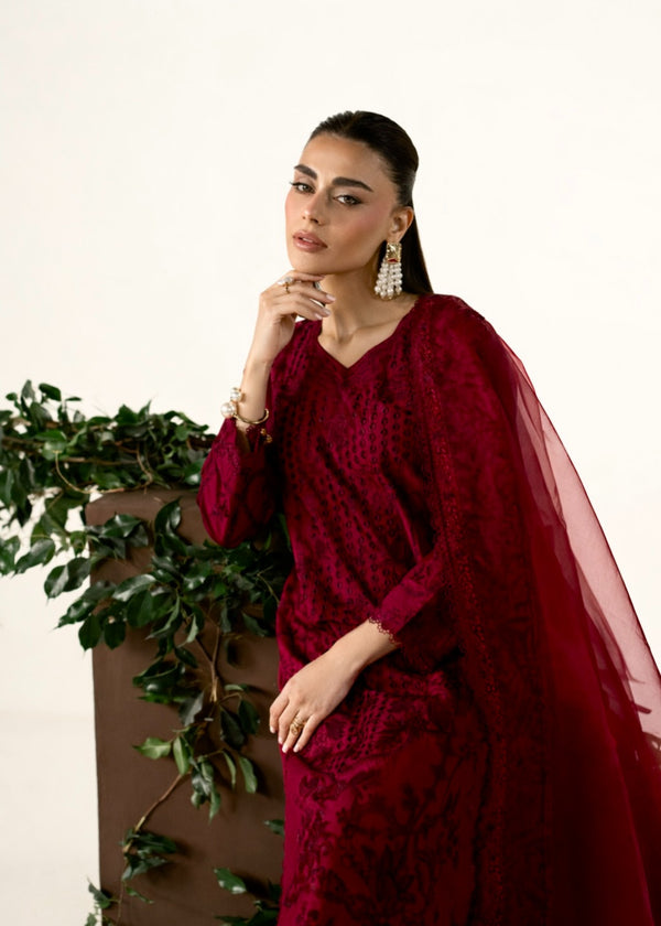 Haseens | Mahra Pret | Surkhzar - Luxury Dress - available at Maria Faisal in UK and USA.