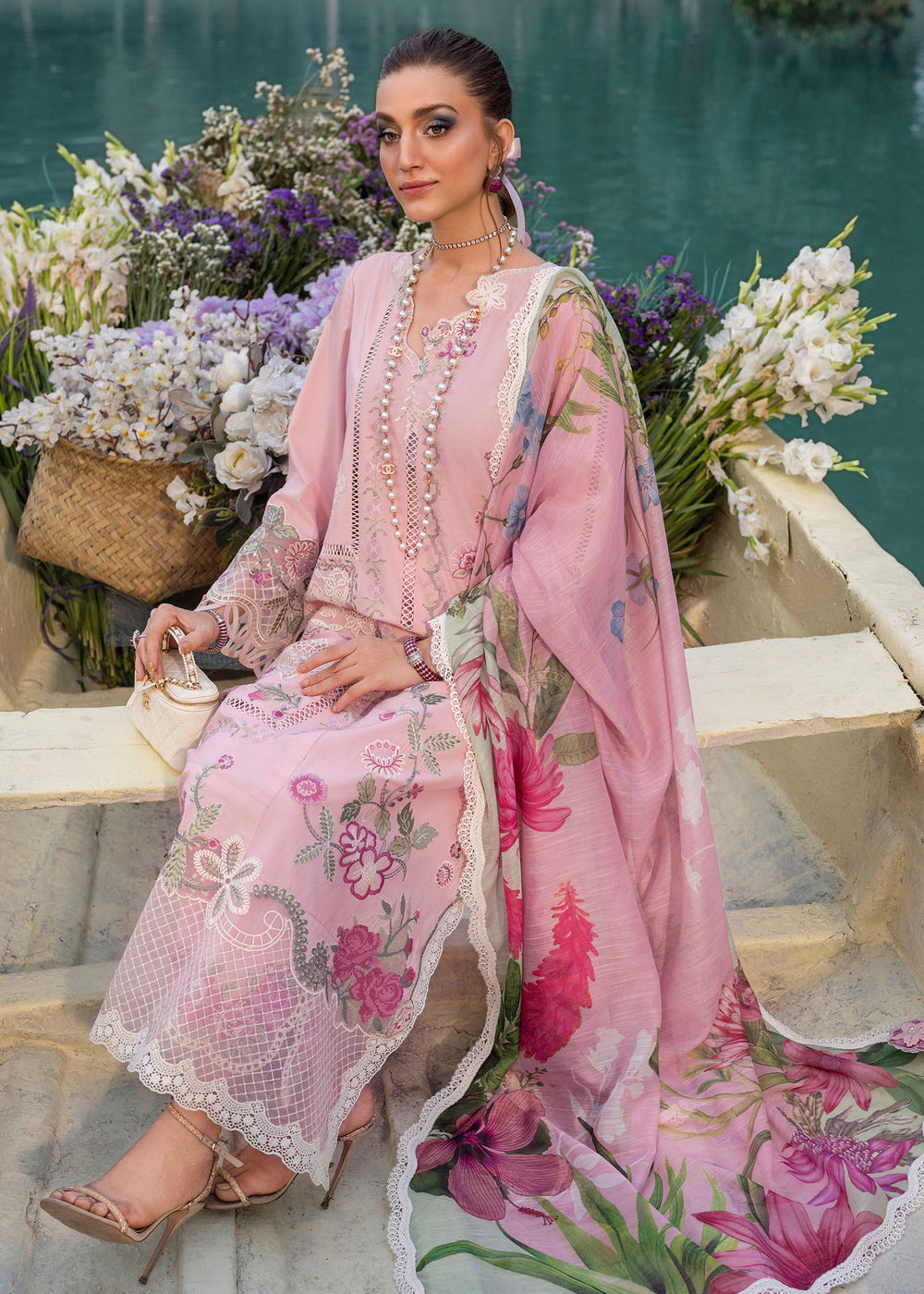 Saira Shakira | Bloom Lawn | IRIS 1A - Luxury Dress - available at Maria Faisal in UK and USA.