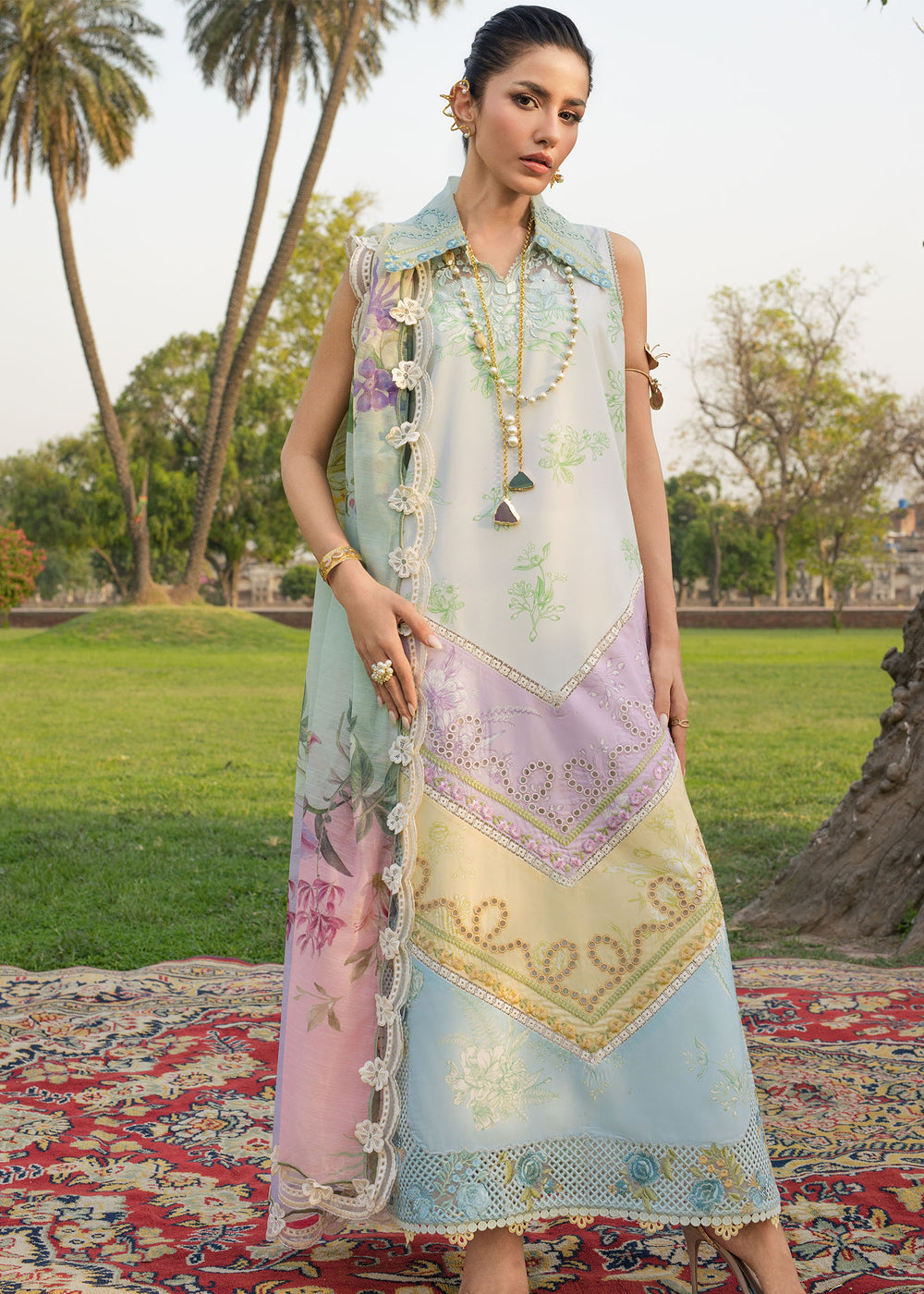 Saira Shakira | Bloom Lawn | AVA 1A - Luxury Dress - available at Maria Faisal in UK and USA.