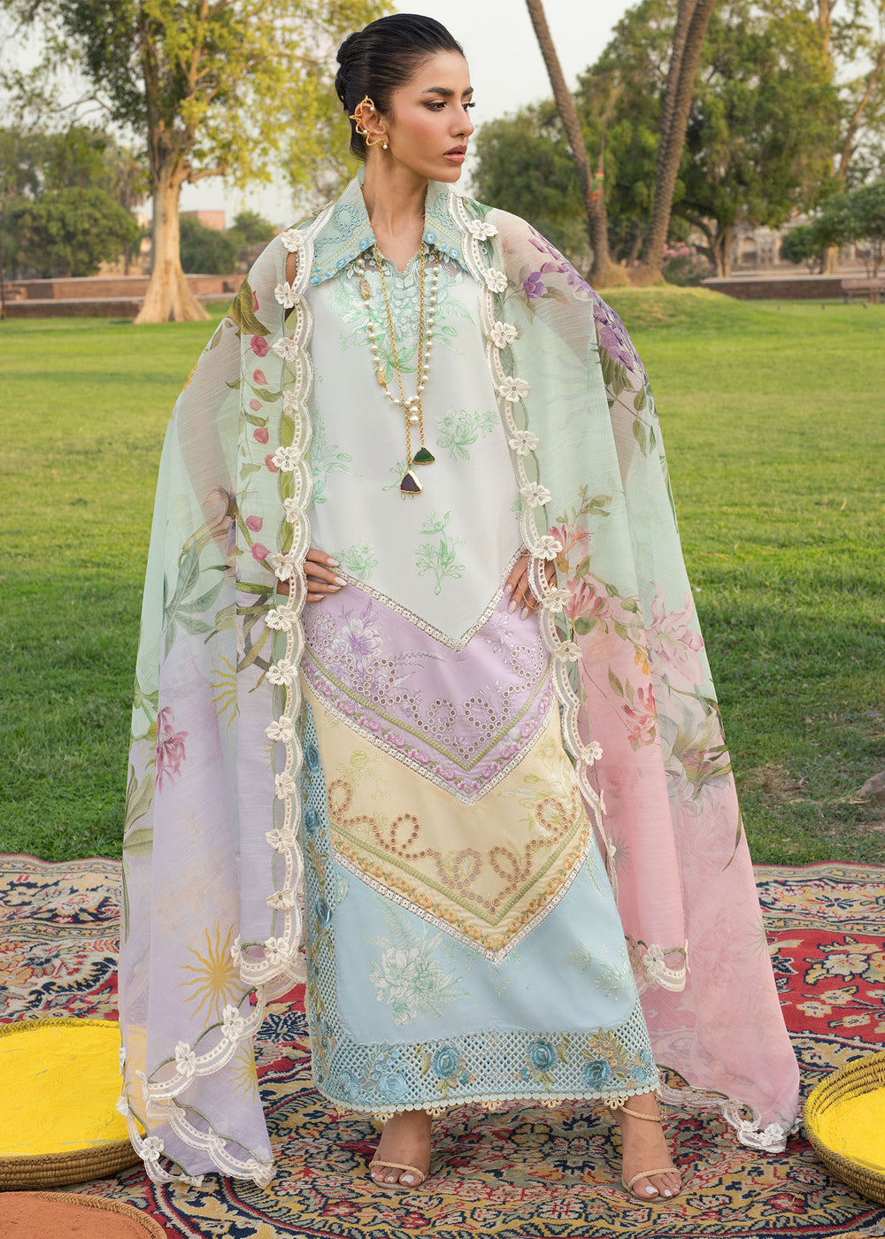 Saira Shakira | Bloom Lawn | AVA 1A - Luxury Dress - available at Maria Faisal in UK and USA.