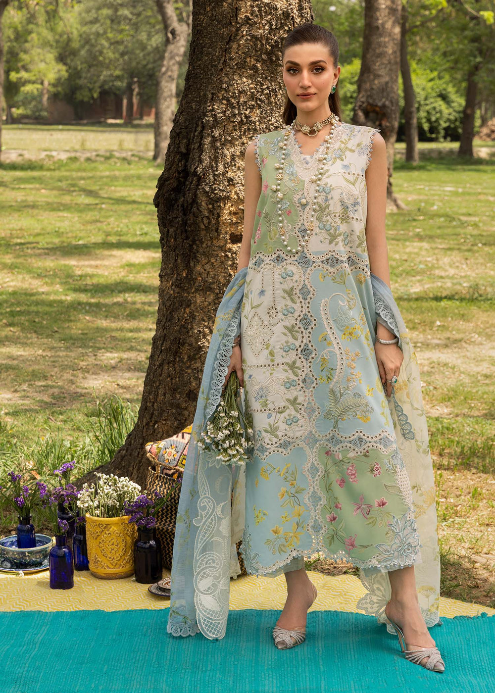 Saira Shakira | Bloom Lawn | LANA 1A - Luxury Dress - available at Maria Faisal in UK and USA.