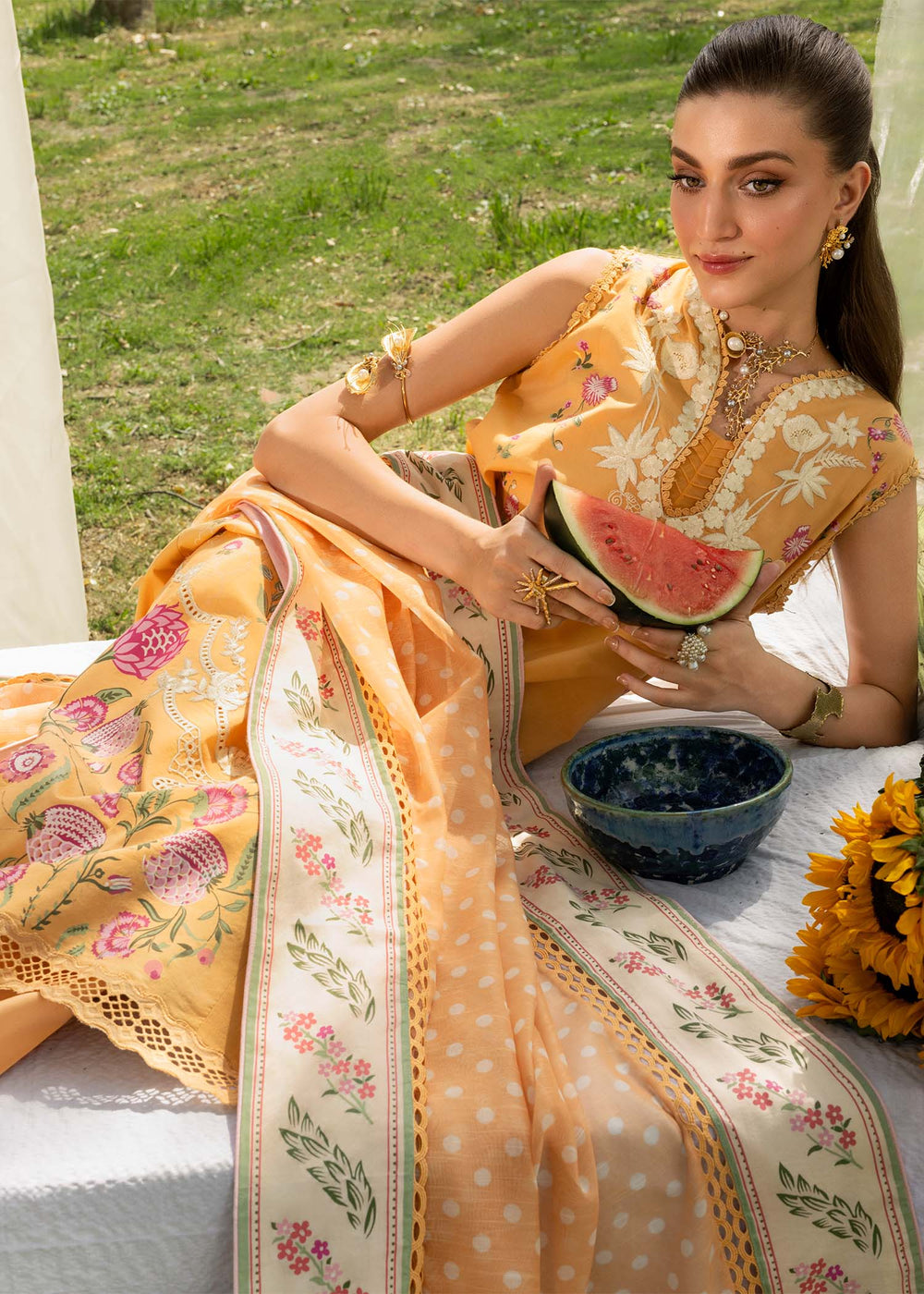Saira Shakira | Bloom Lawn | LILY 1B - Luxury Dress - available at Maria Faisal in UK and USA.