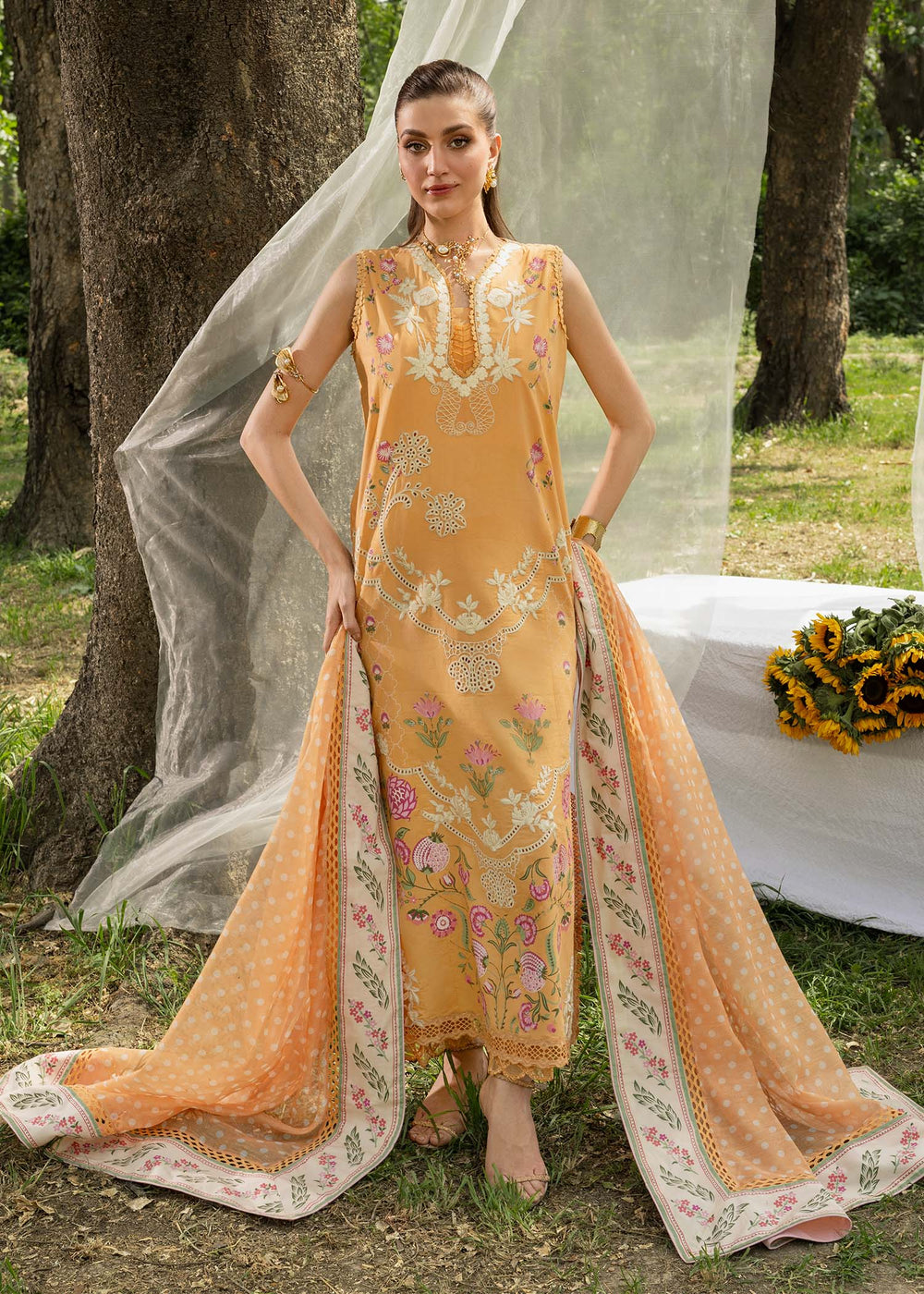 Saira Shakira | Bloom Lawn | LILY 1B - Luxury Dress - available at Maria Faisal in UK and USA.