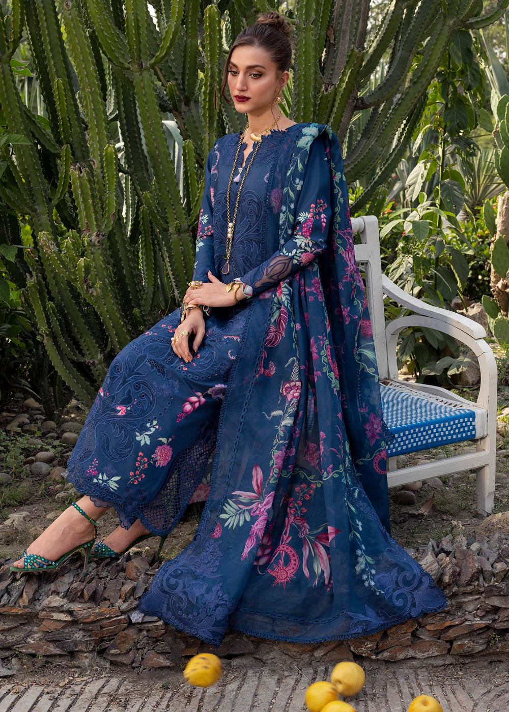 Saira Shakira | Bloom Lawn | ZELIE 1B - Luxury Dress - available at Maria Faisal in UK and USA.