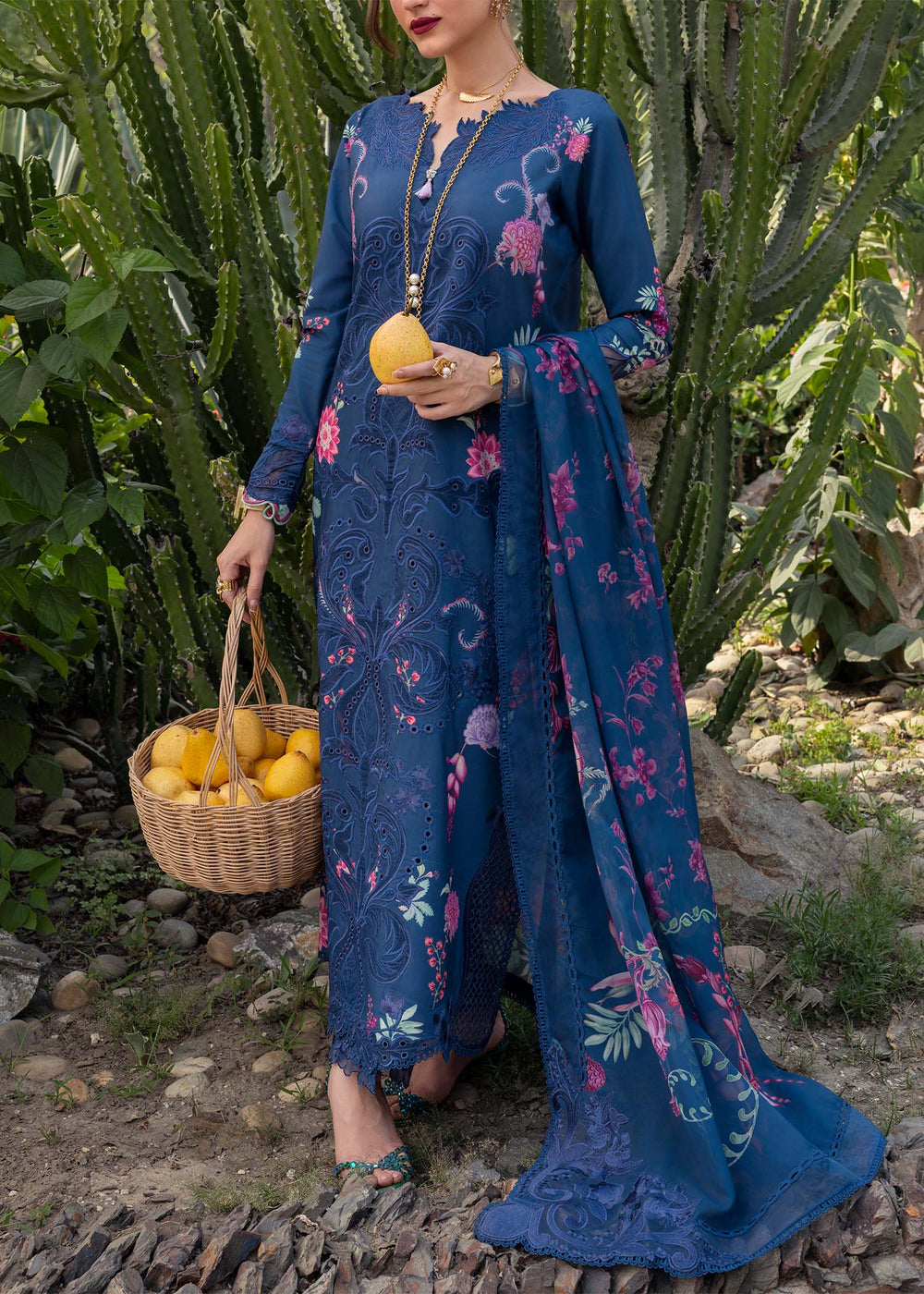 Saira Shakira | Bloom Lawn | ZELIE 1B - Luxury Dress - available at Maria Faisal in UK and USA.
