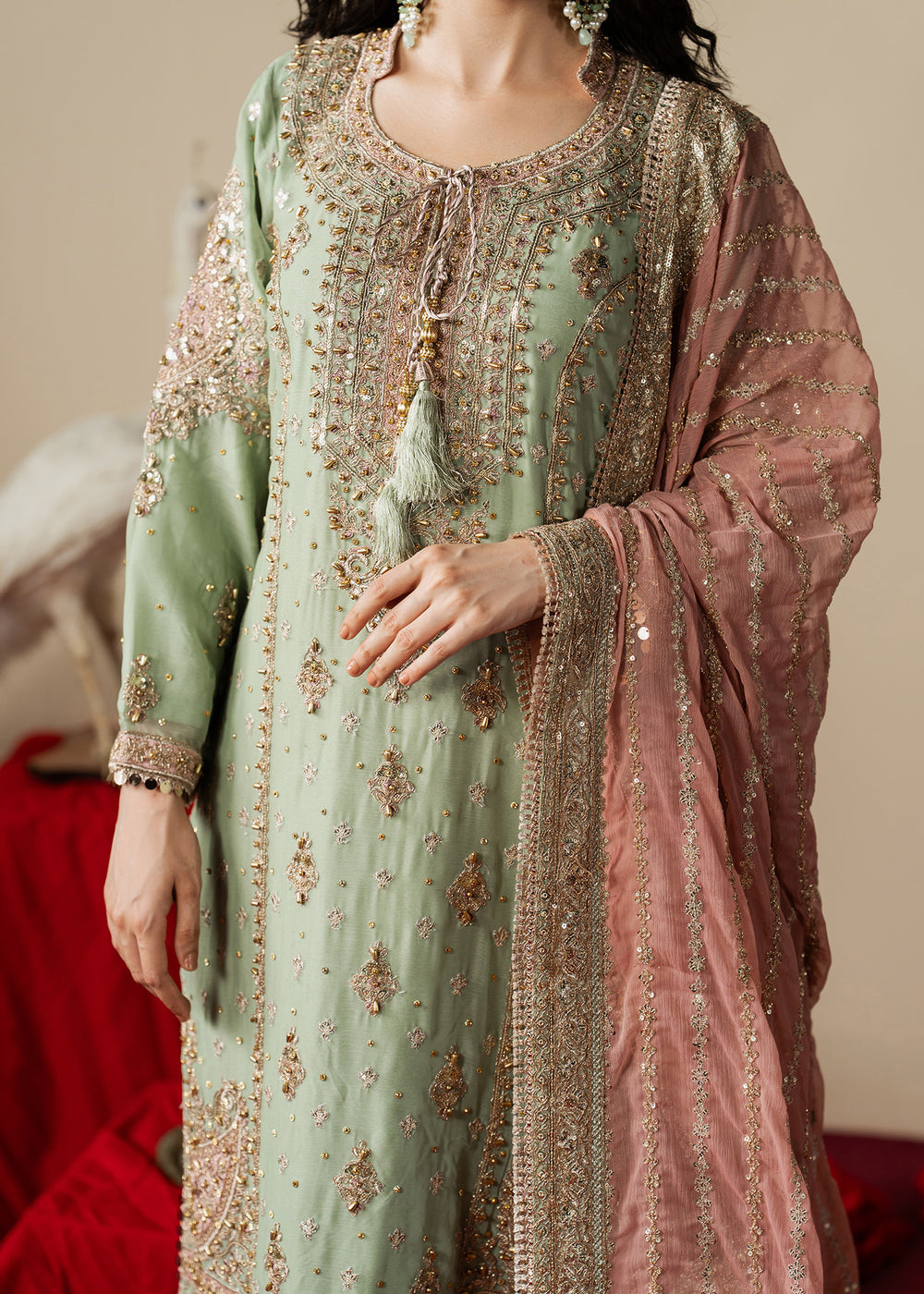 Haseens | Gulal Formals | Mahroza - Formal Dress - available at Maria Faisal in UK and USA.