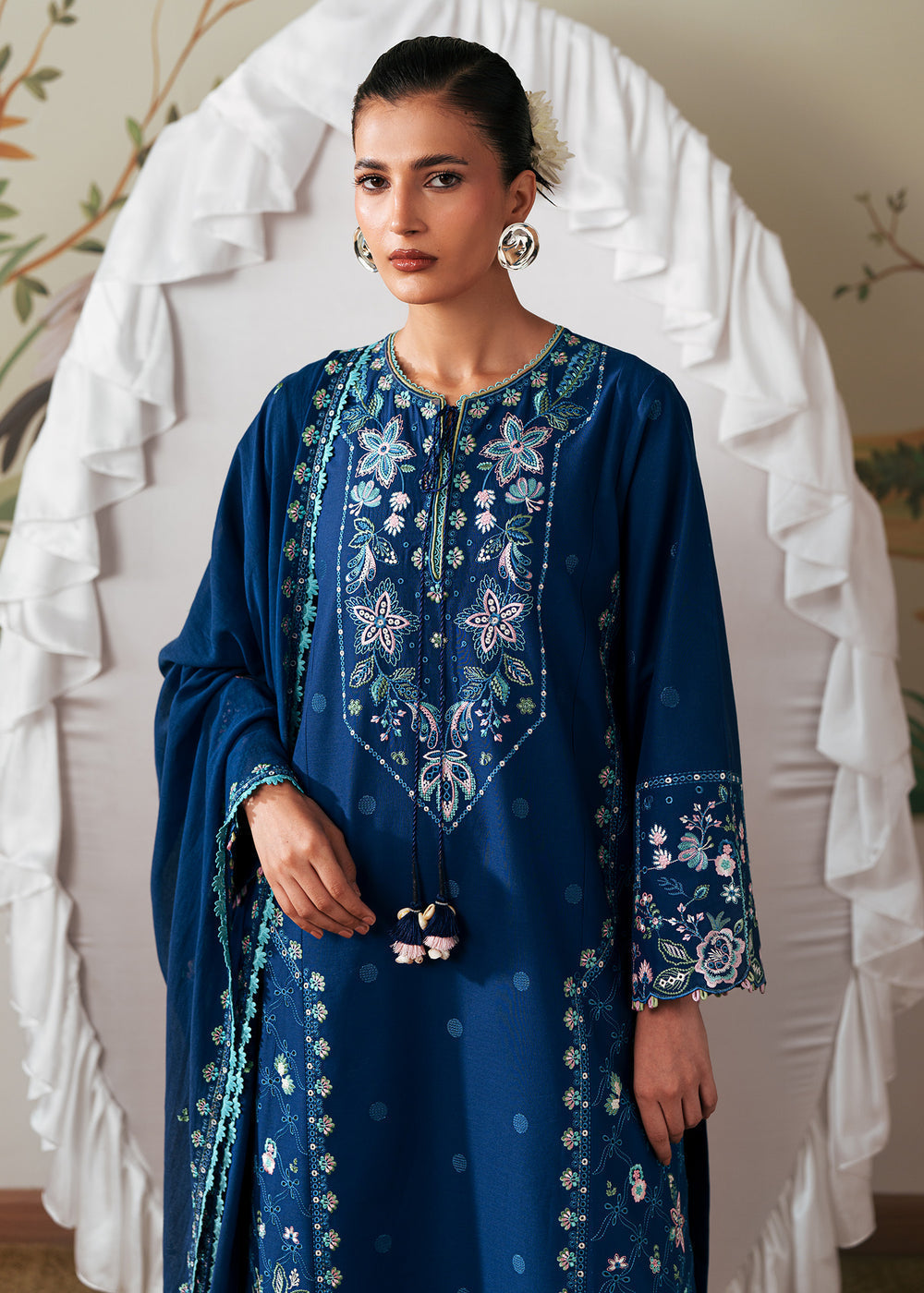 Sadaf Fawad Khan | Solace 26 |Tulip Turn - Luxury Dress - available at Maria Faisal in UK and USA.