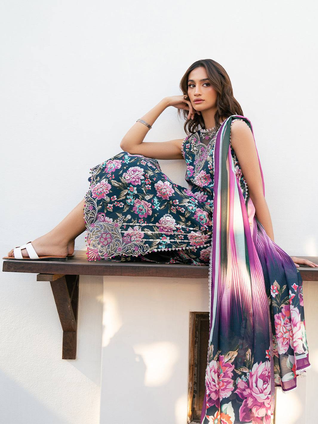 Bin Ilyas | Hazel Printed Lawn 25 | 2076 - A by Maria Faisal - Registered Vendor of : Bin Ilyas - type : Ladies Clothes - 100% original wedding dresses